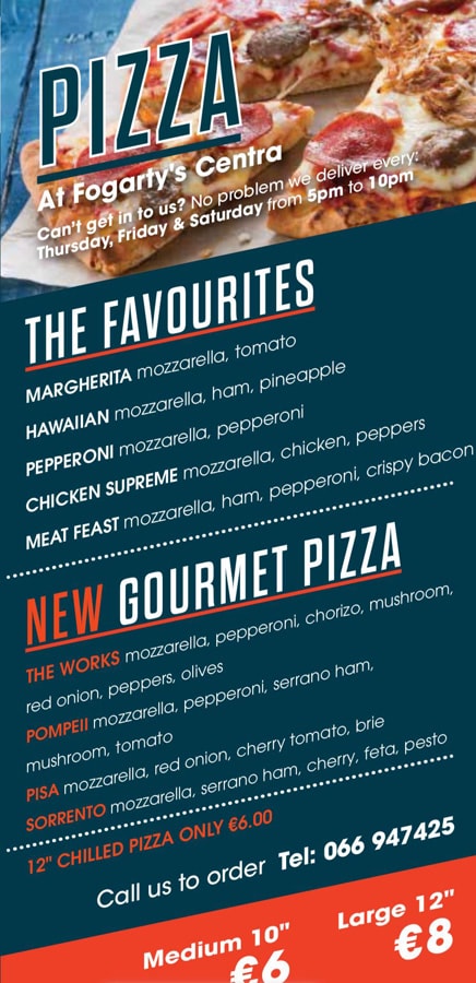 Centra Pizza menu Centra Pizza menu